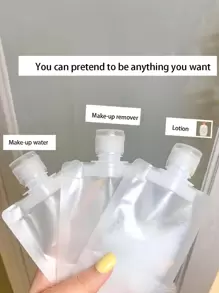 3入組旅行袋可再填充容器，用於化妝品、洗髮水、護髮素、乳液 - 白色 - 查看 1