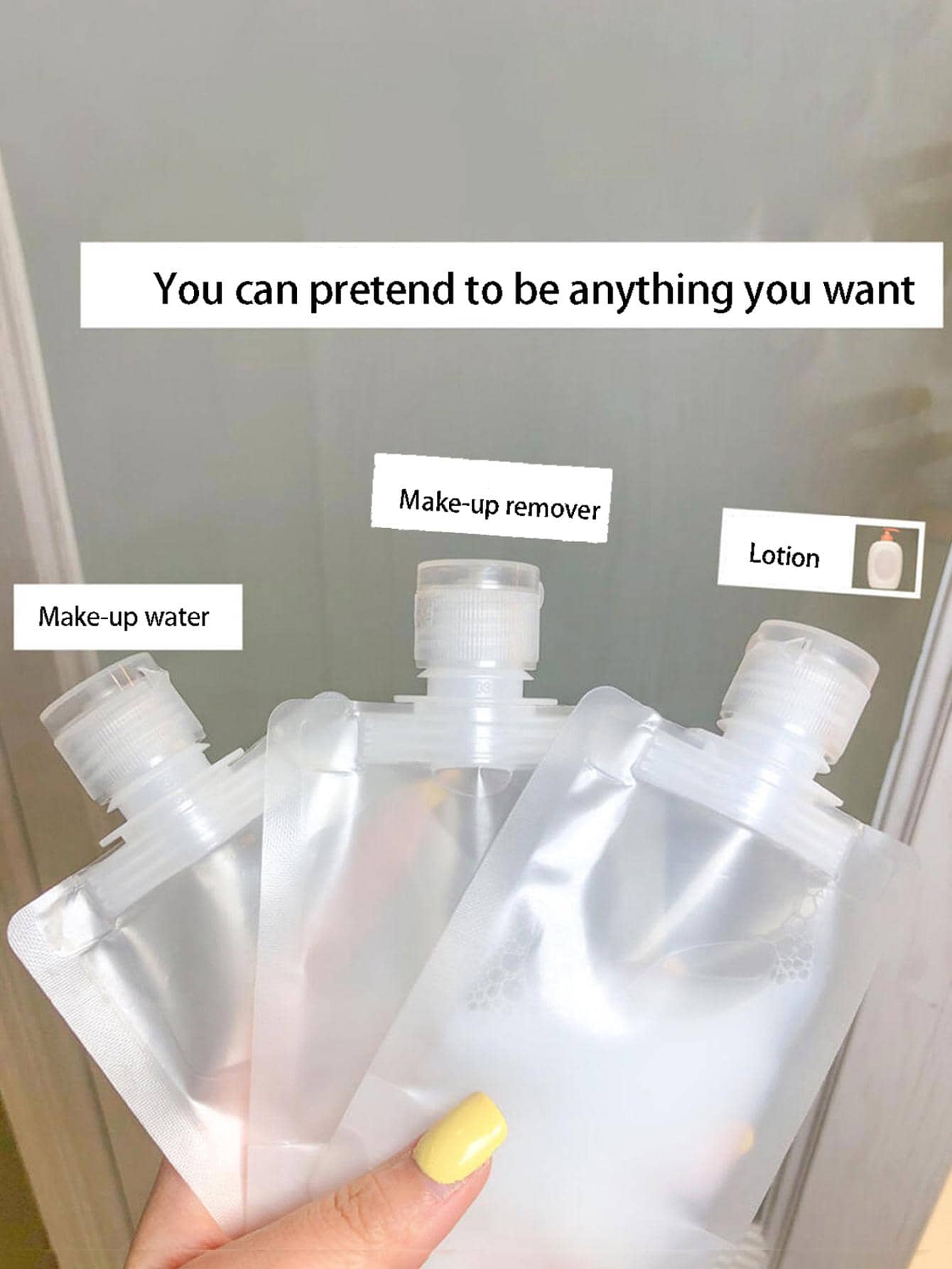 3入組旅行袋可再填充容器，用於化妝品、洗髮水、護髮素、乳液 - 白色 - 查看 1