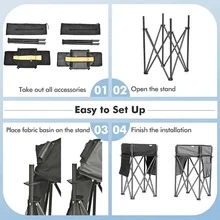 2 PCS Folding Camping Tables,Portable Picnic Tables with Large Capacity Storage Sink,Side Pockets,Anti-Skid Feet,Lightweight Tables for Hiking,Fishing,BBQ, Beach - màu đen - Xem 6