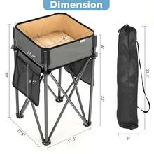 2 PCS Folding Camping Tables,Portable Picnic Tables with Large Capacity Storage Sink,Side Pockets,Anti-Skid Feet,Lightweight Tables for Hiking,Fishing,BBQ, Beach - màu đen - Xem 7
