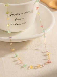 Uworld 1入組可愛多彩玻璃珠吊墜項鍊，不鏽鋼女士手鐲和鎖骨鏈，夏季沙灘珠寶，適用於女性日常穿著，可單獨購買 - 彩色 - 查看 3