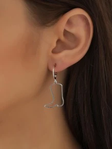 1pair Vintage Boots Drop Earrings For Women For Daily Decoration - Antique Silver - View 2