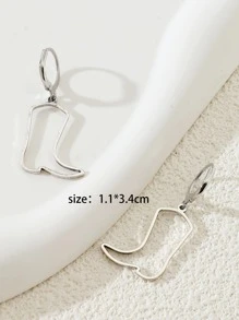 1pair Vintage Boots Drop Earrings For Women For Daily Decoration - Antique Silver - View 3
