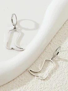 1pair Vintage Boots Drop Earrings For Women For Daily Decoration - Antique Silver - View 1