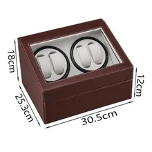 Brown Leather Watch Winder Storage Auto Display Case Box 4 6 Automatic Rotation - 棕色 - 查看 2