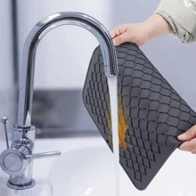 1pc Silicone Dish Drying Mat, Modern Grey Dish Drainer Mat For Kitchen - Grey - View 2
