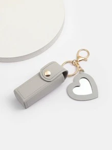 1 chiếc túi trái tim nữ thiết kế móc khóa thời trang để trang trí chìa khóa - Màu Xám nhạt - Xem 3