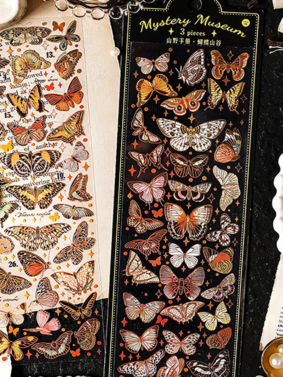 3入組蝴蝶樣式和紙膠帶 - 彩色 - 查看 1