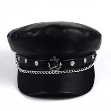 CHICVUE Street Women Chain & Anchor Decor Vintage Baker Boy Cap For Daily Life Gifts - Black - View 7