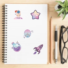 100pcs Cartoon Stickers Gradient Purple Planet Waterproof DIY Creative Stickers For Laptop - Multicolor - View 4