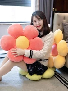 1pc Flower Design Chair Cushion, Modern Polyester Seat Pad For Home - Multicolor - View 3