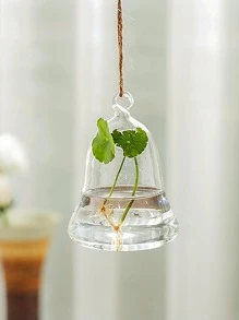 1入組透明玻璃懸掛花卉圖案花瓶 - 無色 - 查看 3