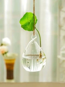 1入組透明玻璃懸掛花卉圖案花瓶 - 無色 - 查看 2