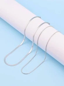 2pcs Minimalist Chain Necklace - Silver - View 3