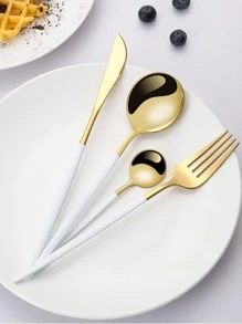 4入組/24入組不銹鋼餐具套裝刀,叉勺組合廚房,餐廳,酒店使用 - 彩色 - 查看 3