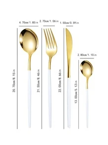 4入組/24入組不銹鋼餐具套裝刀,叉勺組合廚房,餐廳,酒店使用 - 彩色 - 查看 2