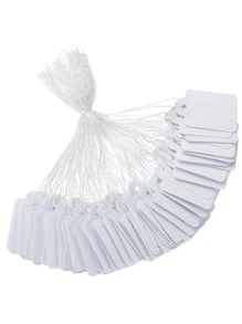 100pcs White Price Tags With Strings, Gift Tags, Paper Price Labels, Blank Tags, Writeable Display Tags, For Pricing Gifts, Jewelry, Clothing, Size 1.38 X 0.87 Inches, Suitable For Christmas, School Supplies, Back To School Season - White - View 2