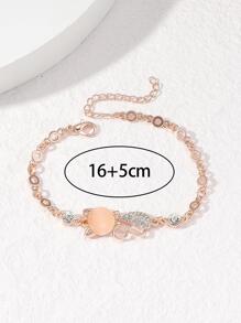 1 cái Thời Trang Hợp Kim Kẽm Rhinestone Mèo Trang Trí Vòng Đeo Tay Cho Phụ Nữ Cho Quà Tặng - Hoa hồng vàng - Xem 4