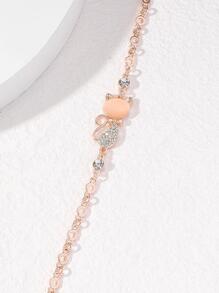 1 cái Thời Trang Hợp Kim Kẽm Rhinestone Mèo Trang Trí Vòng Đeo Tay Cho Phụ Nữ Cho Quà Tặng - Hoa hồng vàng - Xem 3