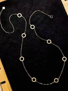 1入組時尚羅馬數字細節圓形裝飾項鍊適合女士日常裝飾 - 金色 - 查看 2