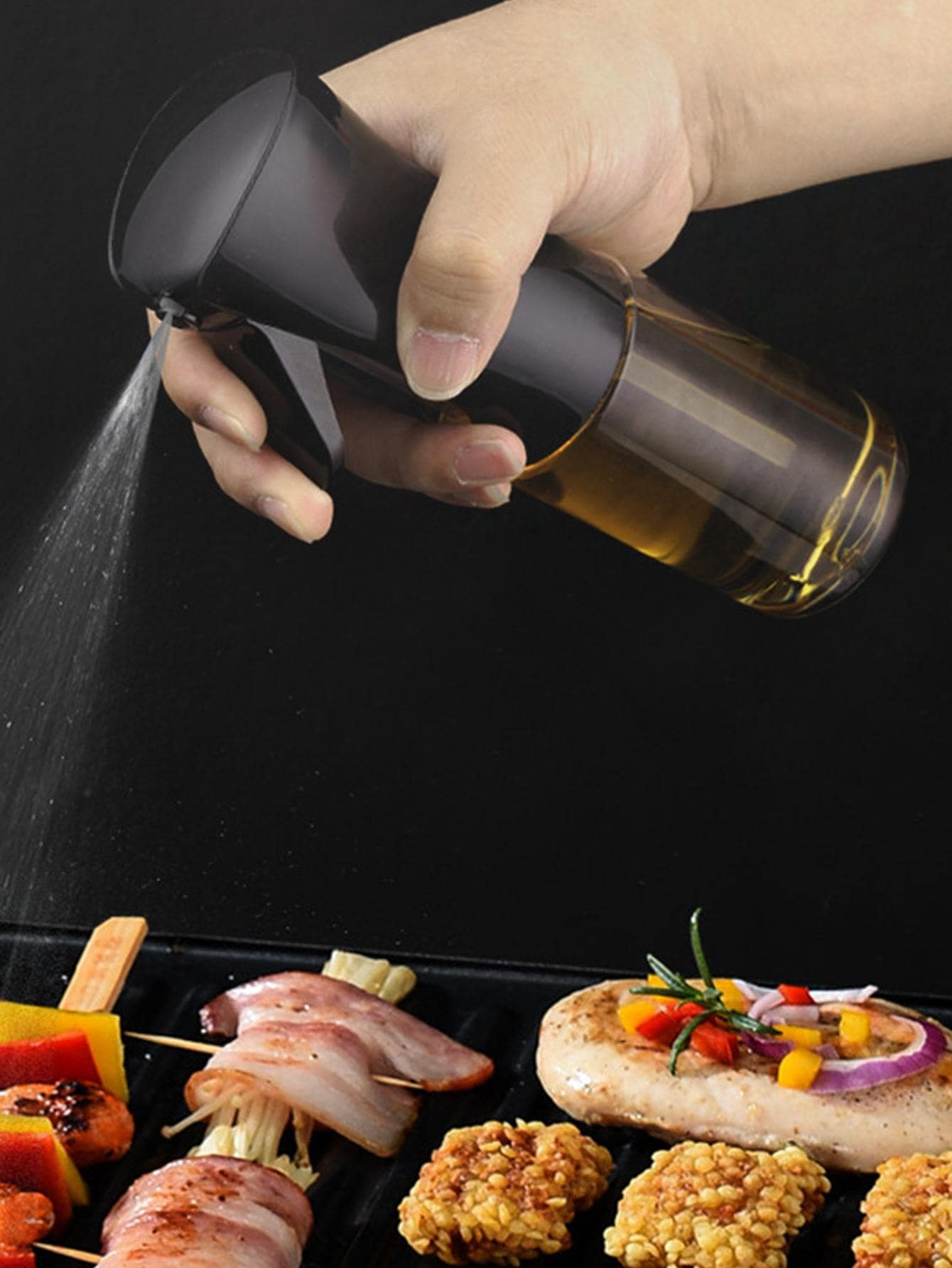 1pc 200ML Clear Plastic Oil Sprayer - Black - View 1