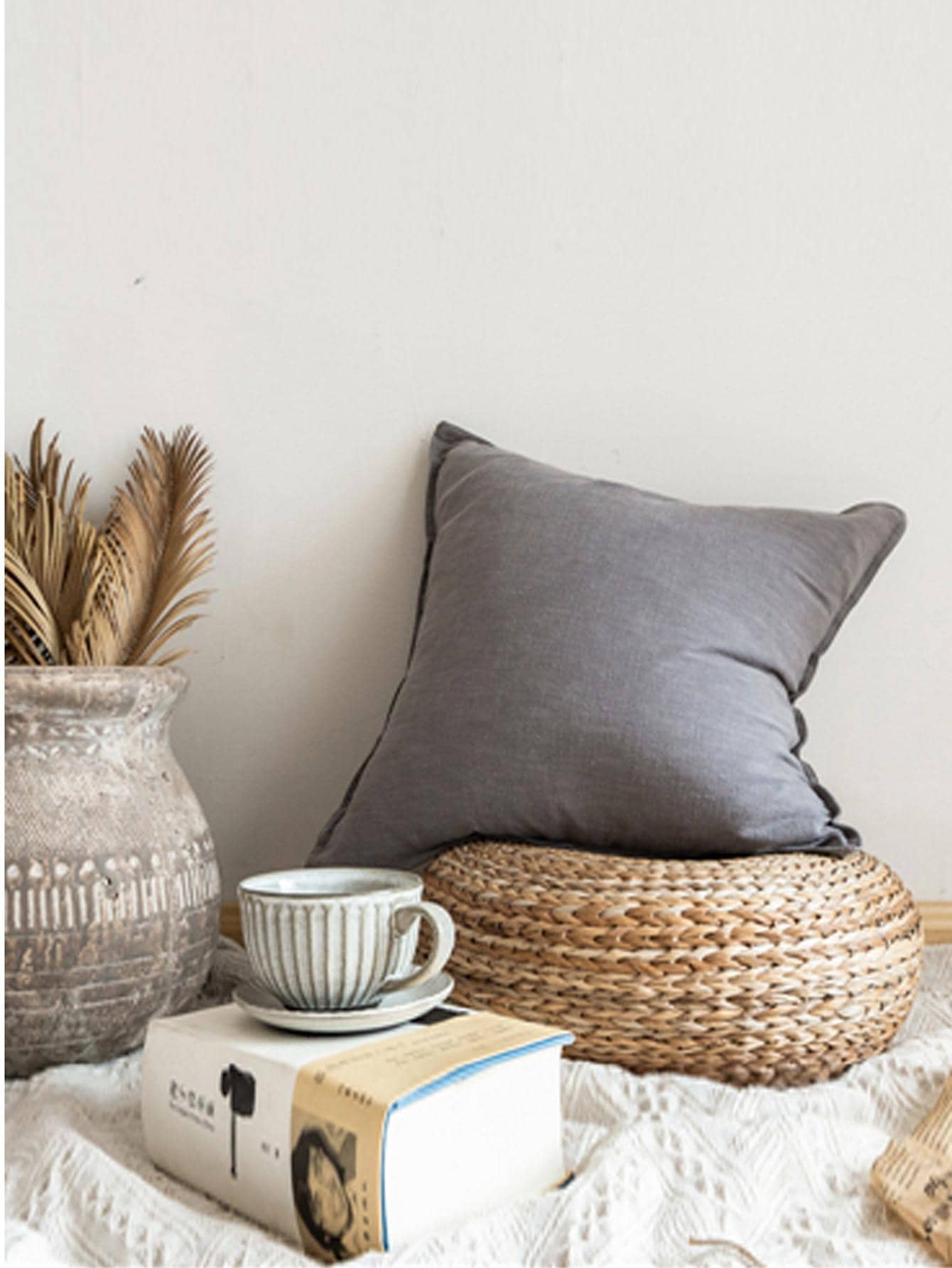 1入灰色沙發裝飾靠墊套 - 灰色 - 查看 1