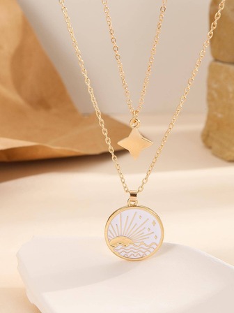 Collar de moda aleación de zinc sol detalle con diseño de redondo para mujeres para decoración diaria