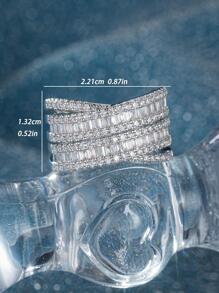 Chiếc Nhẫn Trang Trí Đính Đá Cubic Zirconia Quyến Rũ Cho Phụ Nữ Để Trang Trí Hàng Ngày - Bạc - Xem 5