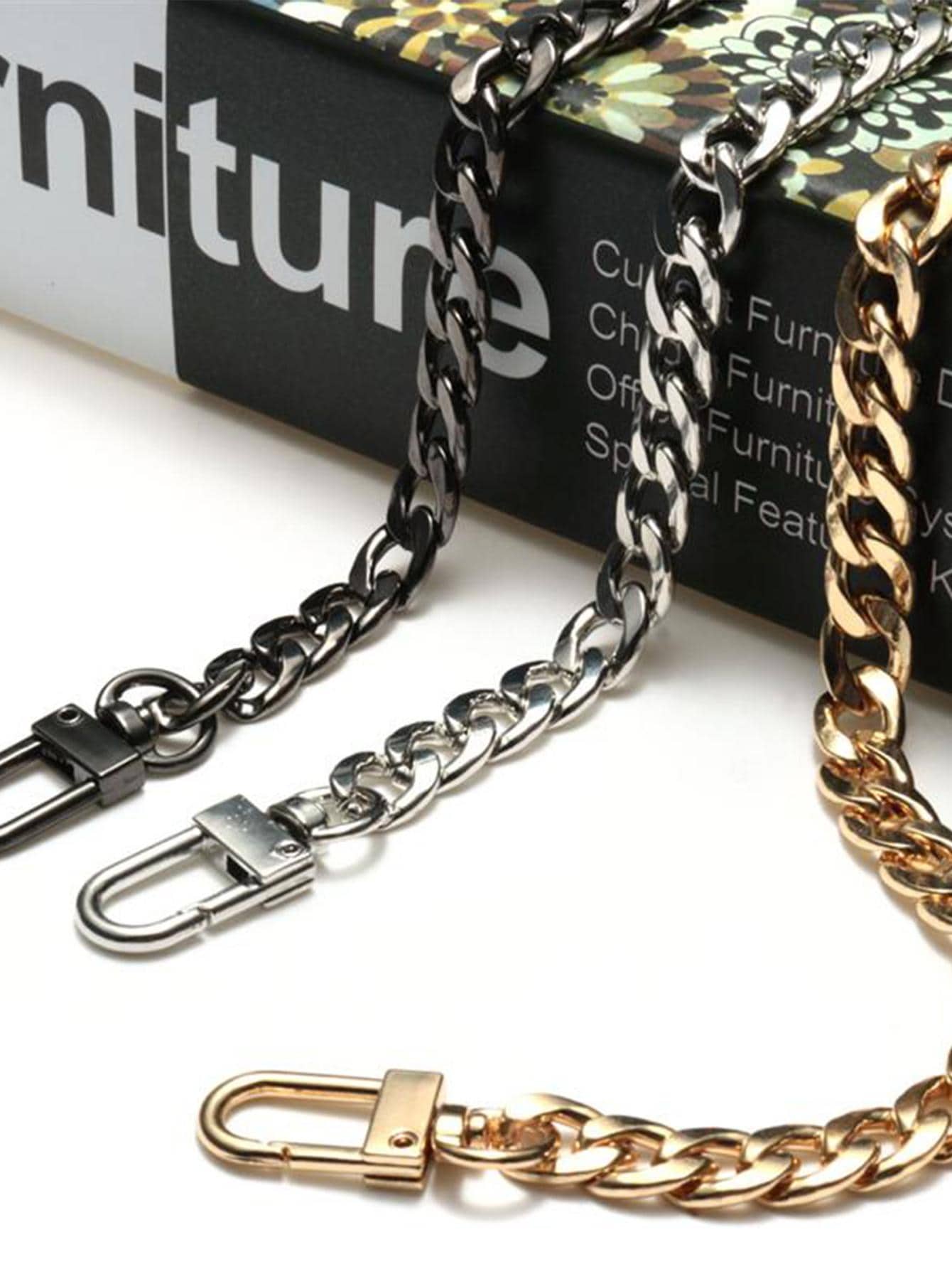 Túi xách Dây đeo cho Túi đeo chéo Dây đeo có thể tháo rời DIY Handmade Tay cầm trên vai Dây xích thay thế kim loại Bộ phận túi Phụ kiện Túi hiện tại - Bạc - Xem 1