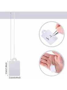 100pcs White Price Tags With Strings, Gift Tags, Paper Price Labels, Blank Tags, Writeable Display Tags, For Pricing Gifts, Jewelry, Clothing, Size 1.38 X 0.87 Inches, Suitable For Christmas, School Supplies, Back To School Season - White - View 3