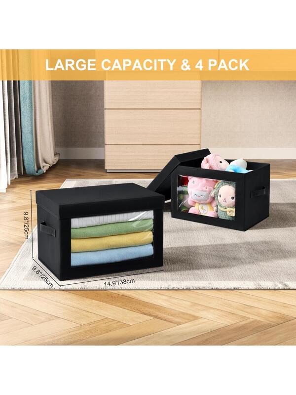 DIMJ Storage Bins with Lids, Foldable Sorage Bin for Closet, Storage