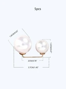5入組/套鐵合金腰扣現代人造珍珠設計腰扣適合衣服DIY - 香檳色 - 查看 2