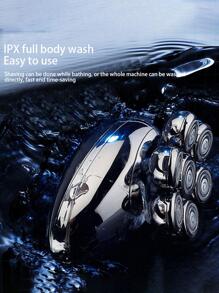 Juego De Navaja Eléctrica Recargable 5 En 1 Para Hombres, Máquina De Afeitar Para La Cabeza Calva Y Cortapelos, Afeitadora Eléctrica Inalámbrica Ipx7 Impermeable Perfecta Para Calvos, Afeitadora Giratoria Recargable Por Usb - Plateado - Ver 7