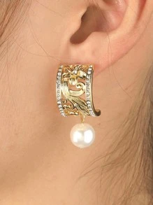 1 Bộ Thời Trang Kim Cương Giả & Ngọc Trai Giả Trang Trí Bộ Trang Sức Dành Cho Nữ Dự Tiệc - trắng - Xem 3