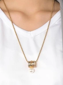 1 Bộ Thời Trang Kim Cương Giả & Ngọc Trai Giả Trang Trí Bộ Trang Sức Dành Cho Nữ Dự Tiệc - trắng - Xem 2