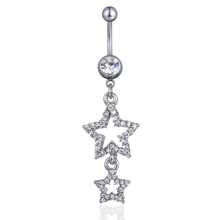 1pc Funky Stainless Steel Rhinestone Star Decor Navel Belly Ring For Women For Daily Decoration - Star - View 4
