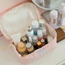 Fashionable Large Capacity Travel Storage Bag, Portable Cosmetic Handbag With Zipper Makeup Bag - Pink - View 1