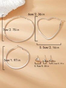 cặp/bộ Bông tai trang trí trái tim và đá thời trang cho phụ nữ để trang trí hàng ngày - Bạc - Xem 3