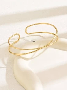 1入組時尚交叉臂環適合男士女士日常裝飾 - 金黃色 - 查看 3