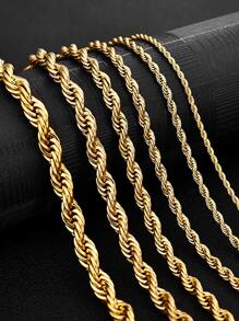 1入組時尚不銹鋼扭結項鍊適合女士日常裝飾 - 金色 - 查看 7