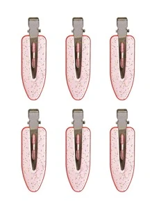 6 件闪光细节发夹休闲情人节 - 淺粉色 - 查看 1