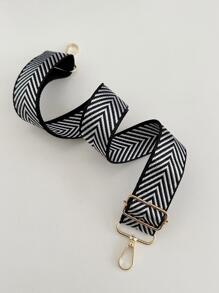 Jacquard Braided Polyester Wide Strap Adjustable Thickened Bag Strap Accessories All-Match Shoulder Crossbody(120cm/47.24in) Bag Present - Black and White - View 2