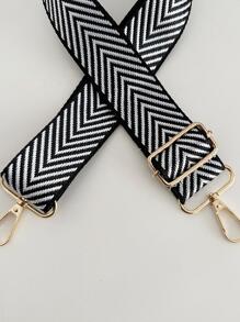 Jacquard Braided Polyester Wide Strap Adjustable Thickened Bag Strap Accessories All-Match Shoulder Crossbody(120cm/47.24in) Bag Present - Black and White - View 3