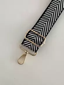 Jacquard Braided Polyester Wide Strap Adjustable Thickened Bag Strap Accessories All-Match Shoulder Crossbody(120cm/47.24in) Bag Present - Black and White - View 4