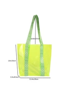Funky Green PVC Beach Bag For Vacation - Lime Green - View 2