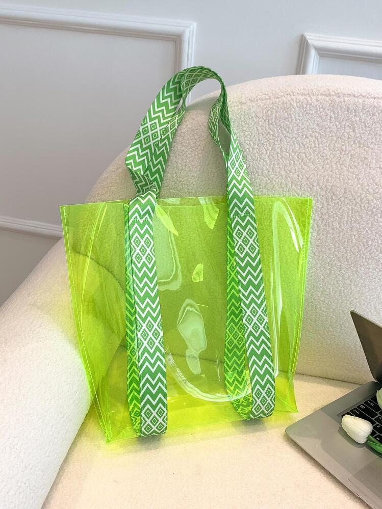 Funky Green PVC Beach Bag For Vacation - Lime Green - View 1