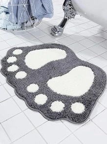 1入組腳印設計防滑沐浴現代滌綸吸水馬桶墊 - 深灰色 - 查看 2