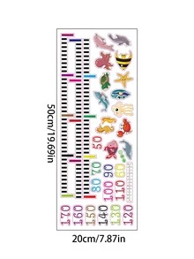 1pc PVC Height Wall Sticker, Modern Marine Animal Pattern Self-adhesive Wall Decal For Home Decoration - Multicolor - View 2