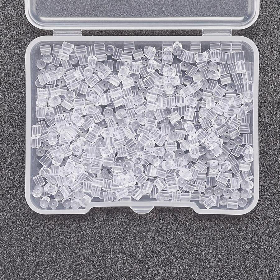 3*3mm Transparent Plastic Ear Clog Earring Plugs Boxed About 500pcs For Holding Earring Backs - Clear - View 1
