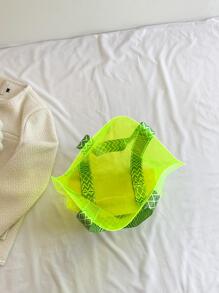 Funky Green PVC Beach Bag For Vacation - Lime Green - View 6